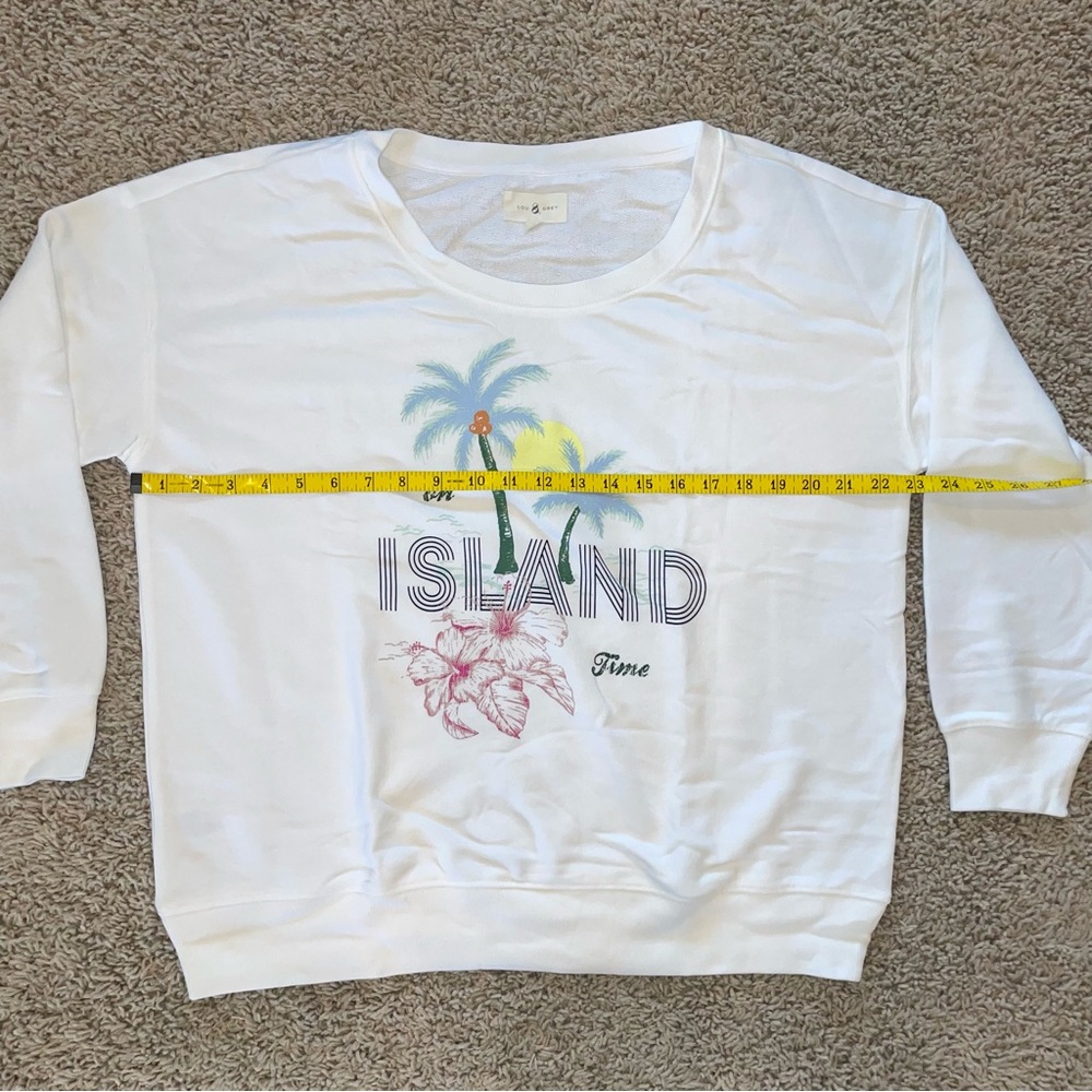 Lou & Grey On Island Time Sweatshirt White Graphics Size Medium - Picture 5 of 9